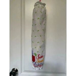 Handmade Plastic Bag Holder- Sun Sand And A Drink In Hand